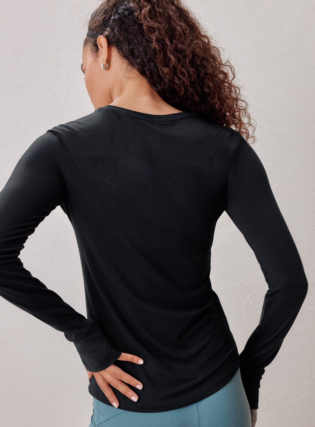 REAKTIV Black Long Sleeve Soft Touch Marl Top XS - Image 6 thumbnail