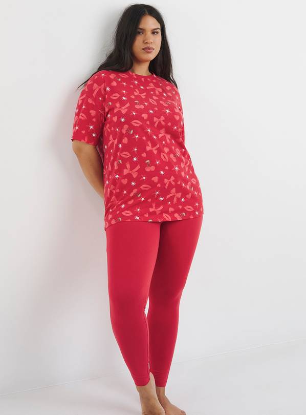 SIMPLY BE Value 2 Pack  Pyjama Sets Heart & Bow Print 32-34