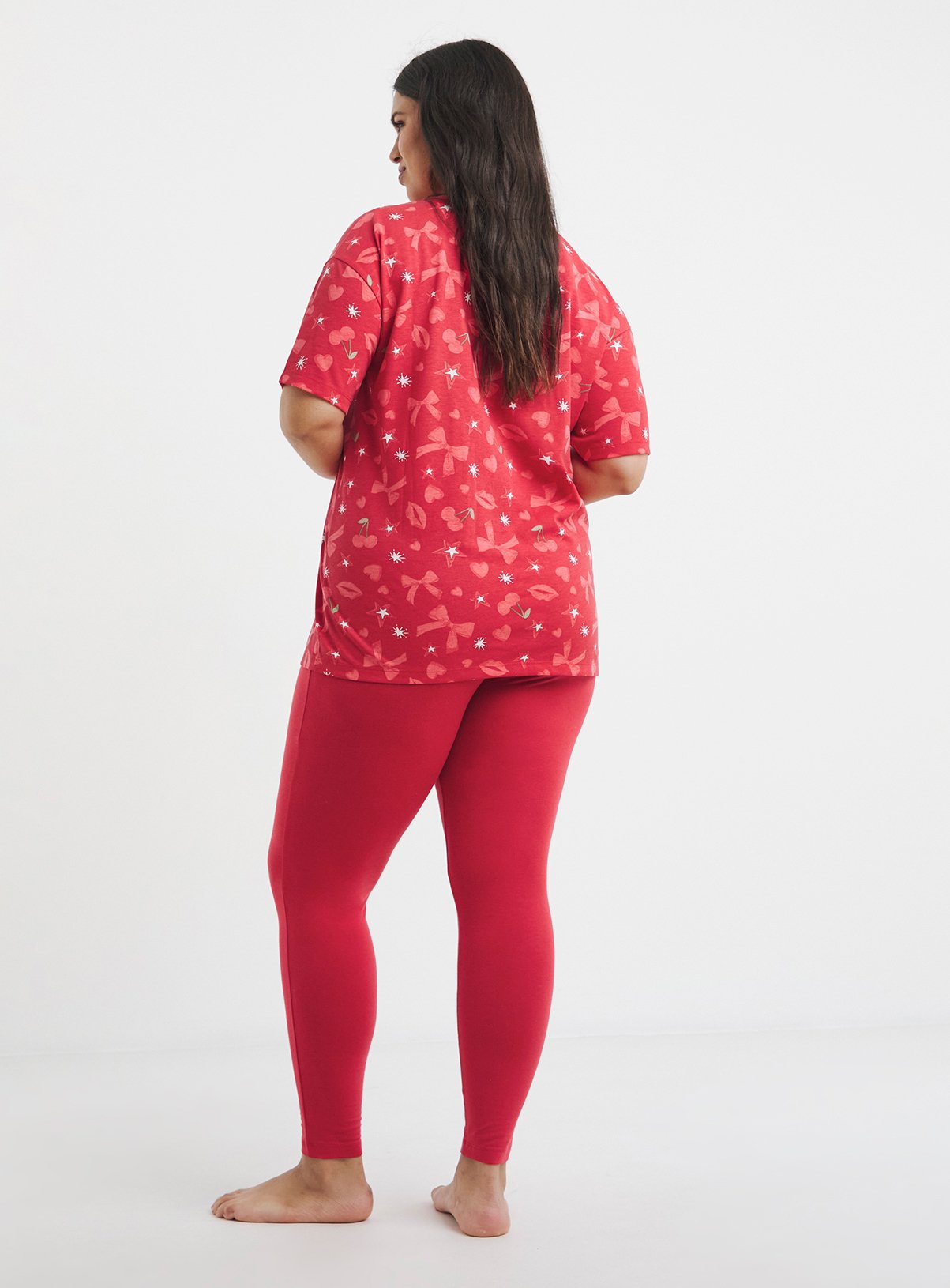 SIMPLY BE Value 2 Pack  Pyjama Sets Heart & Bow Print 32-34 - Image 3 thumbnail