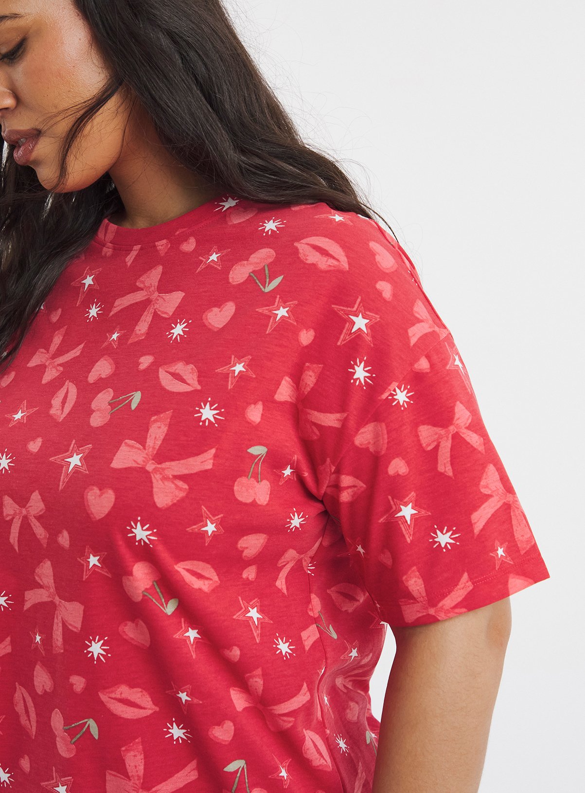 SIMPLY BE Value 2 Pack  Pyjama Sets Heart & Bow Print 32-34 - Image 5 thumbnail