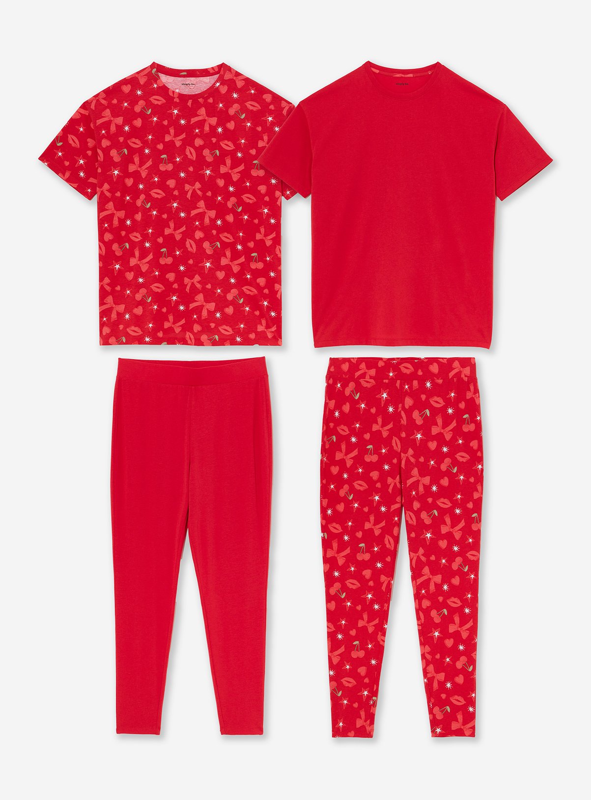 SIMPLY BE Value 2 Pack  Pyjama Sets Heart & Bow Print 32-34 - Image 6 thumbnail