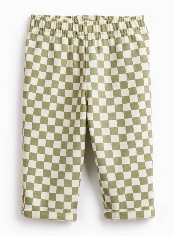 Green Checkerboard Print Trousers 12-18 months