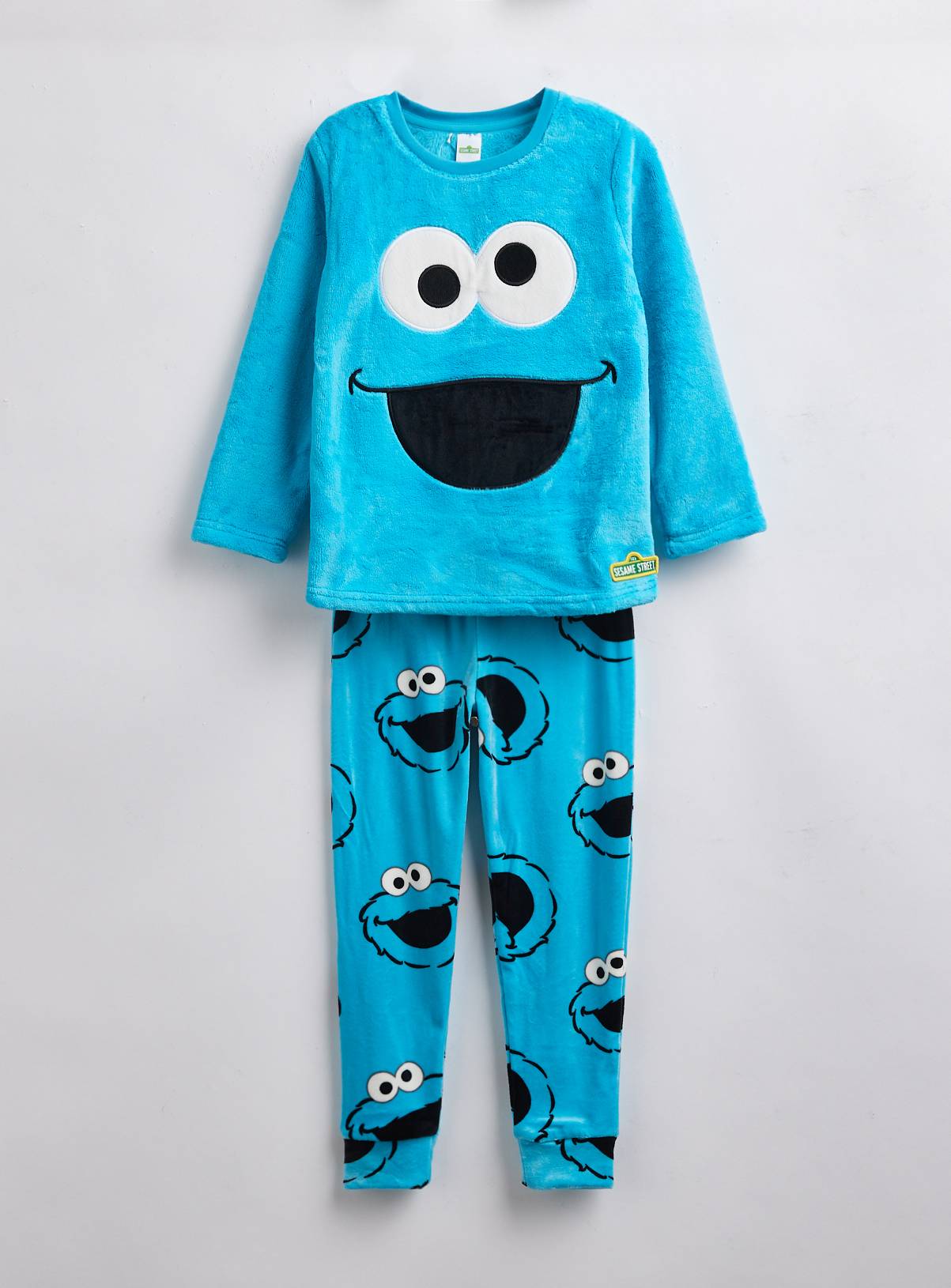 Blue Cookie Monster Fleece Pyjama Set 8-9 years - Image 1