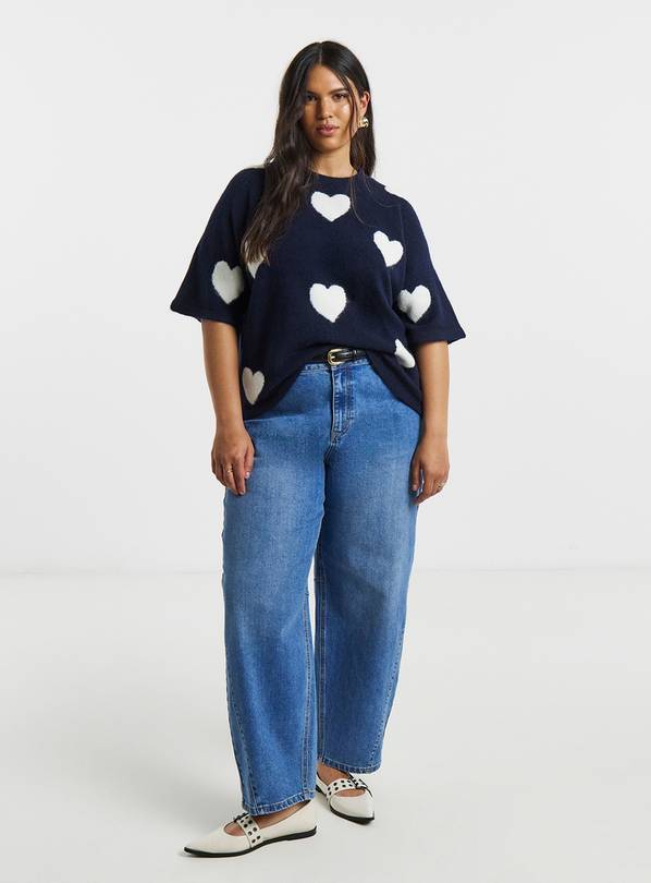 SIMPLY BE Heart Print Half Sleeve Jumper 32-34