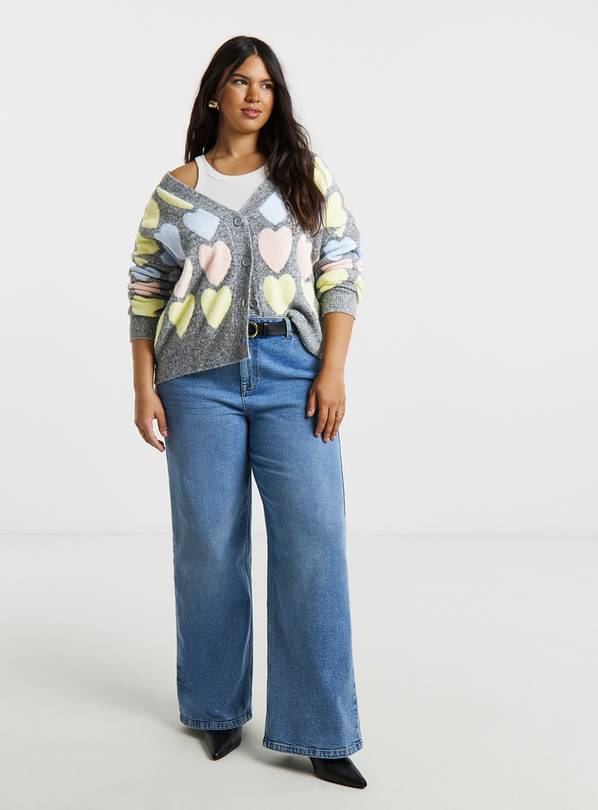 SIMPLY BE Heart Print Boyfriend Cardigan 24-26