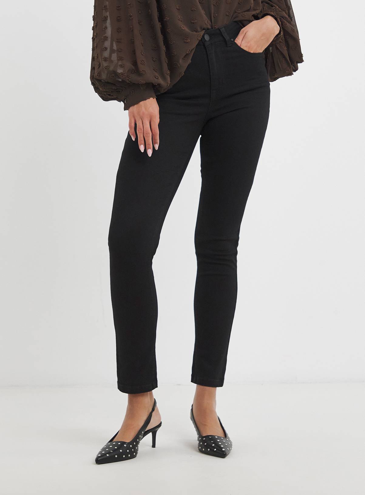 SIMPLY BE Highwaisted Super Stretch Slim Jean Black 26R - Image 1
