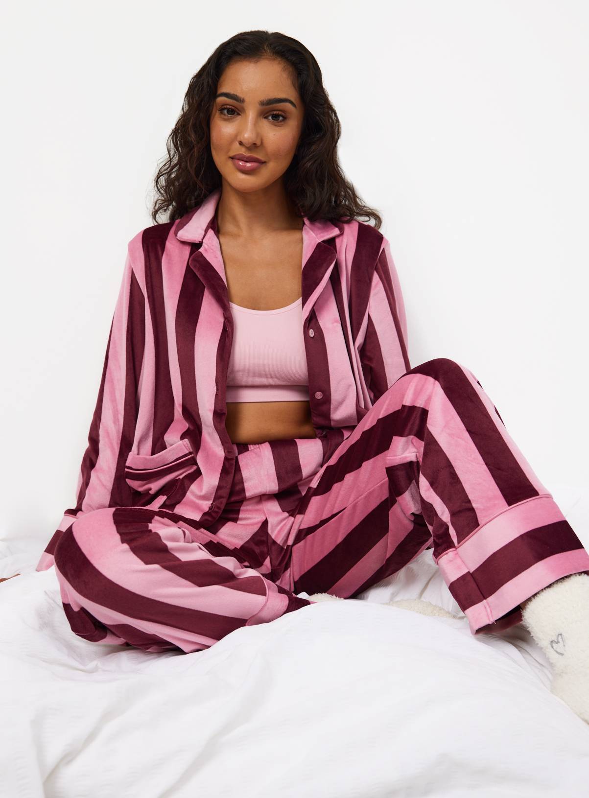 Pink Contrast Stripe Traditional Pyjamas XL - Image 1