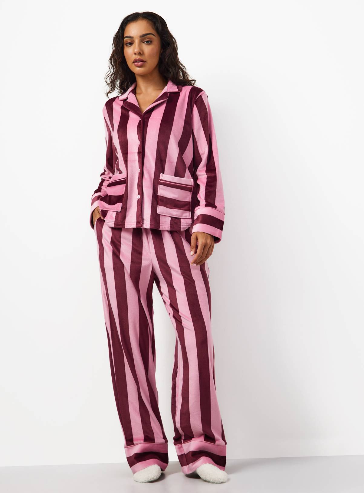 Pink Contrast Stripe Traditional Pyjamas XL - Image 2