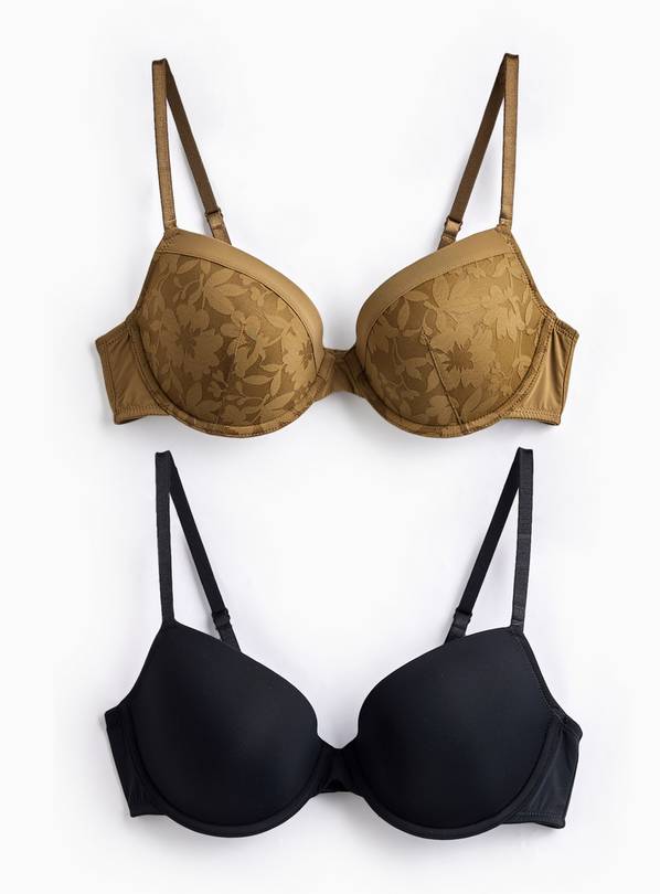 Olive Green Padded Wired Plunge Bras 2 Pack 40D