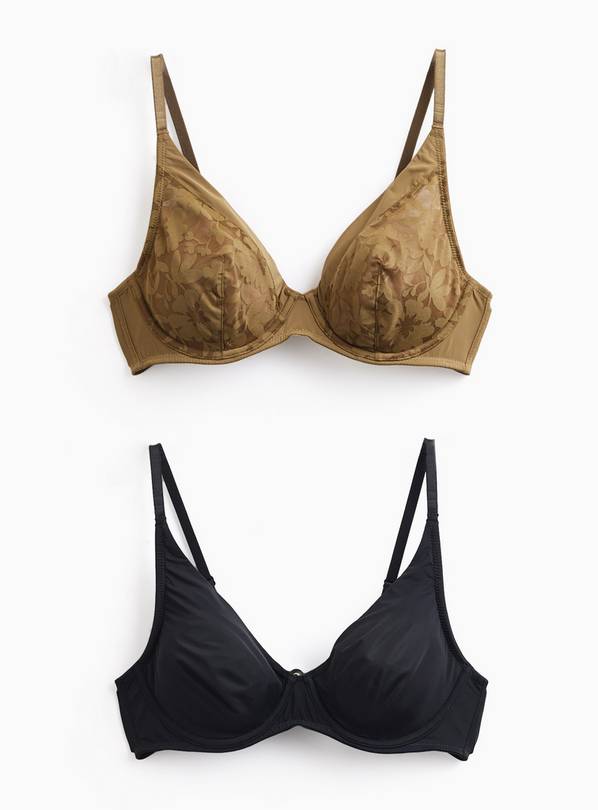 Olive Green Non Padded Wired Plunge Bras 2 Pack 40E