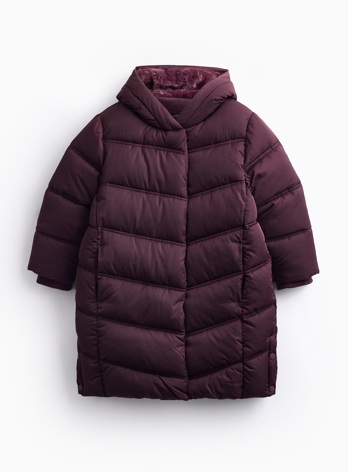 Burgundy Longline Duvet Puffer Coat 7-8 years - Image 1 thumbnail