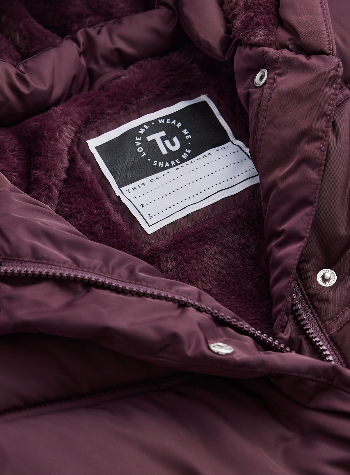 Burgundy Longline Duvet Puffer Coat 7-8 years - Image 2 thumbnail