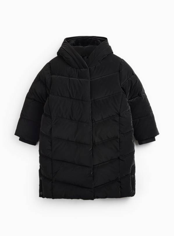 Black Longline Duvet Puffer Coat 7-8 years