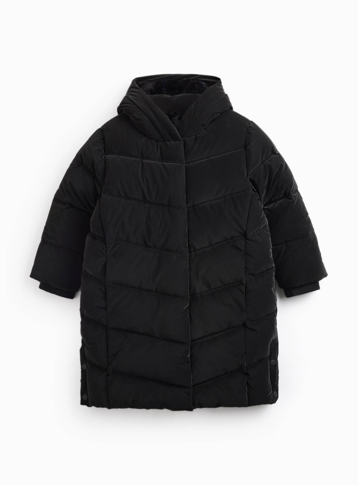 Black Longline Duvet Puffer Coat 11-12 years - Image 1