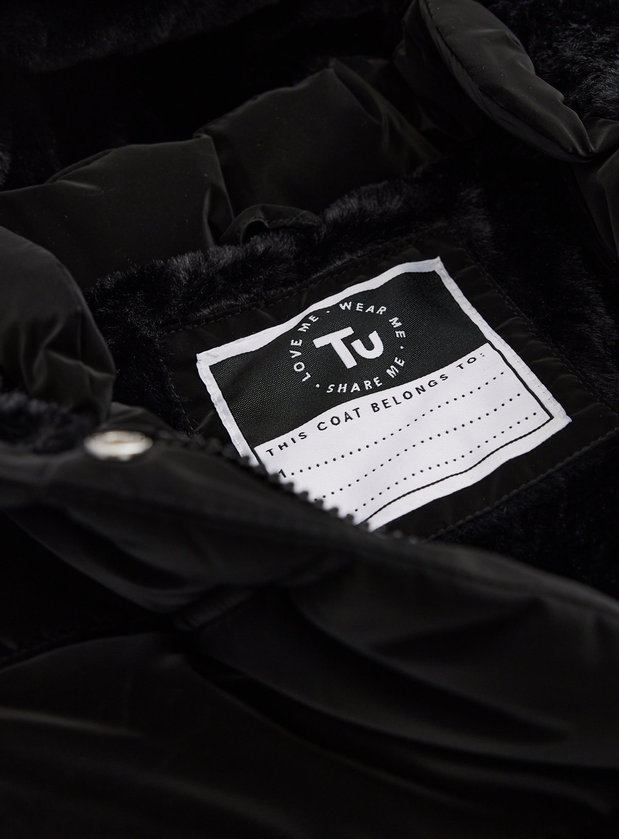 Black Longline Duvet Puffer Coat 11-12 years - Image 2 thumbnail