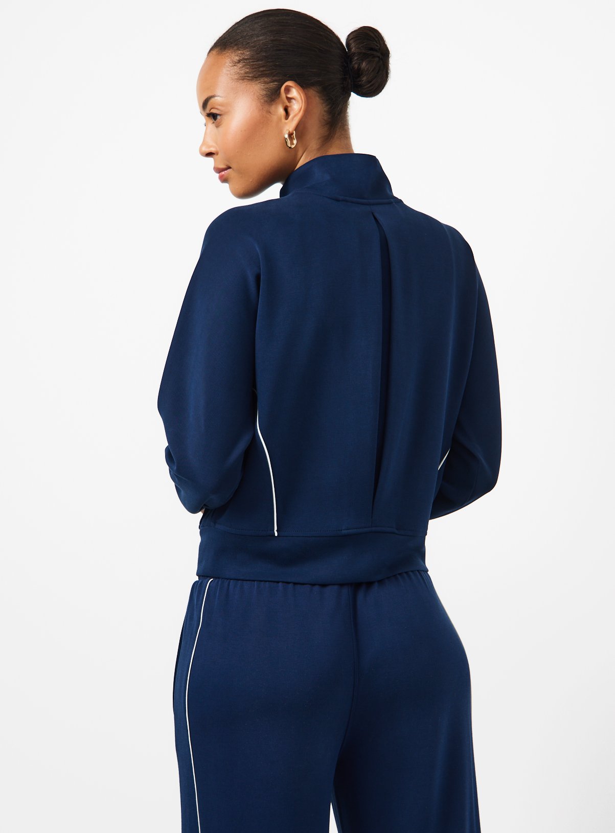 Navy Funnel Neck Zip Through Bomber Co-ord Jacket M - Image 4 thumbnail