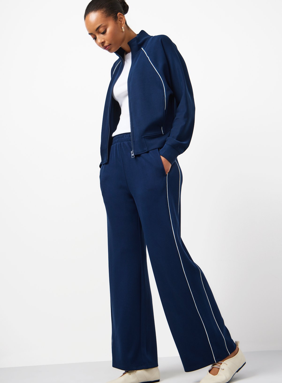 Navy Wide Leg Co-ord Joggers XS - Image 3 thumbnail