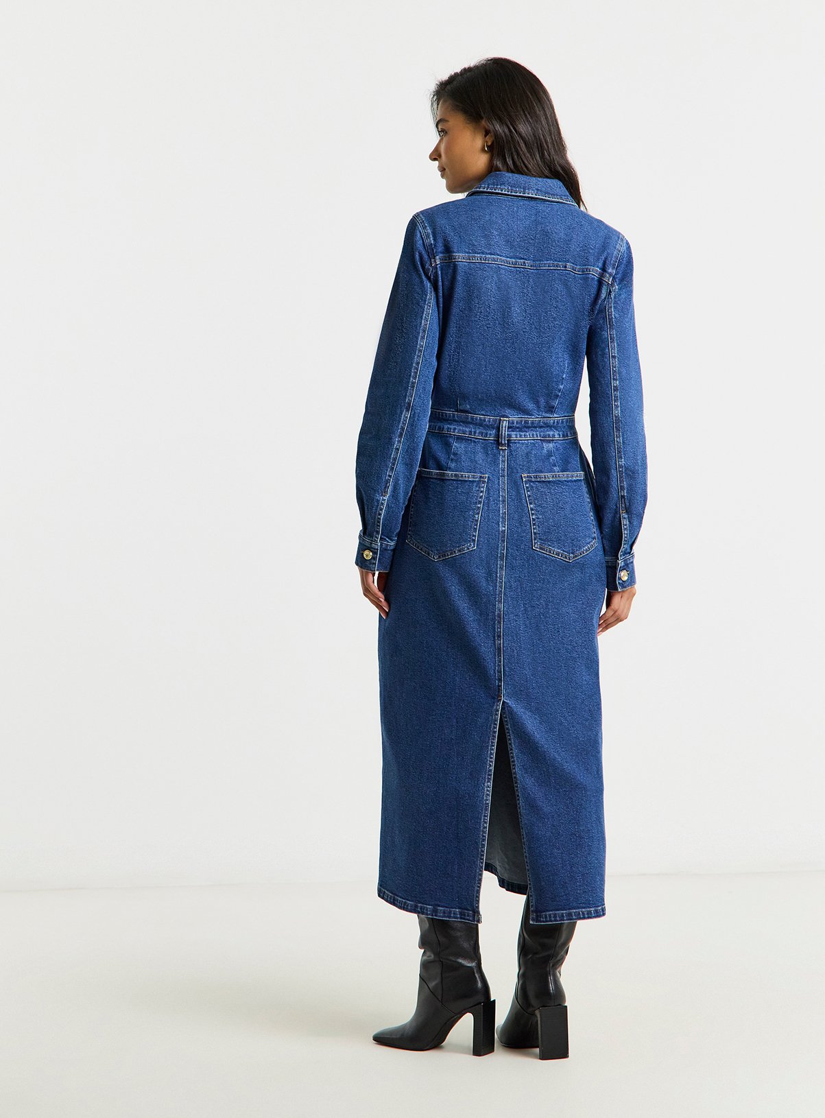 SIMPLY BE Statement Button Midaxi Denim Dress 22 - Image 2 thumbnail