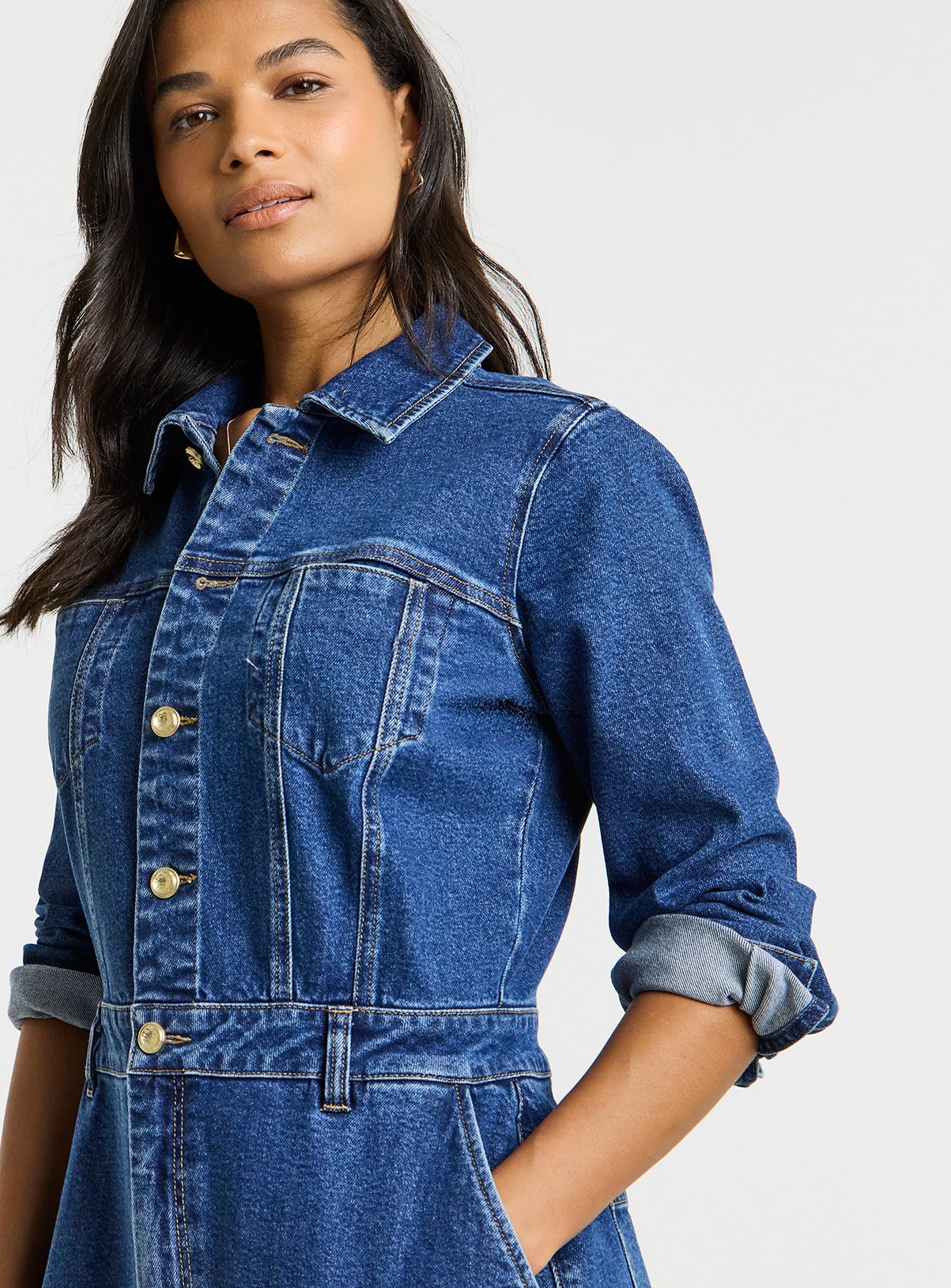 SIMPLY BE Statement Button Midaxi Denim Dress 22 - Image 3 thumbnail