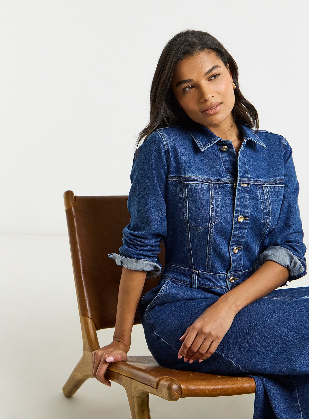SIMPLY BE Statement Button Midaxi Denim Dress 22 - Image 4 thumbnail