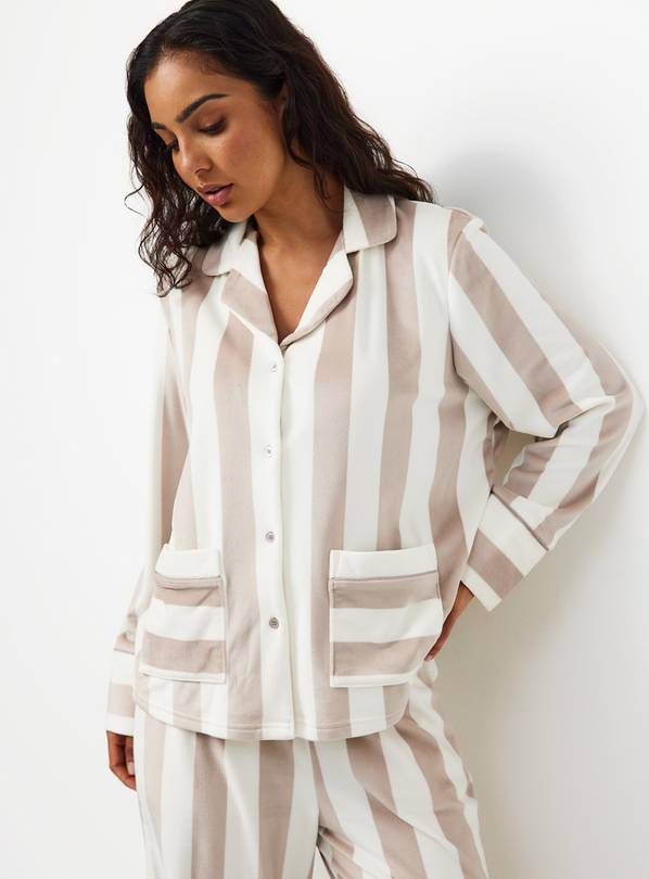 Neutral Contrast Stripe Traditional Pyjamas XS