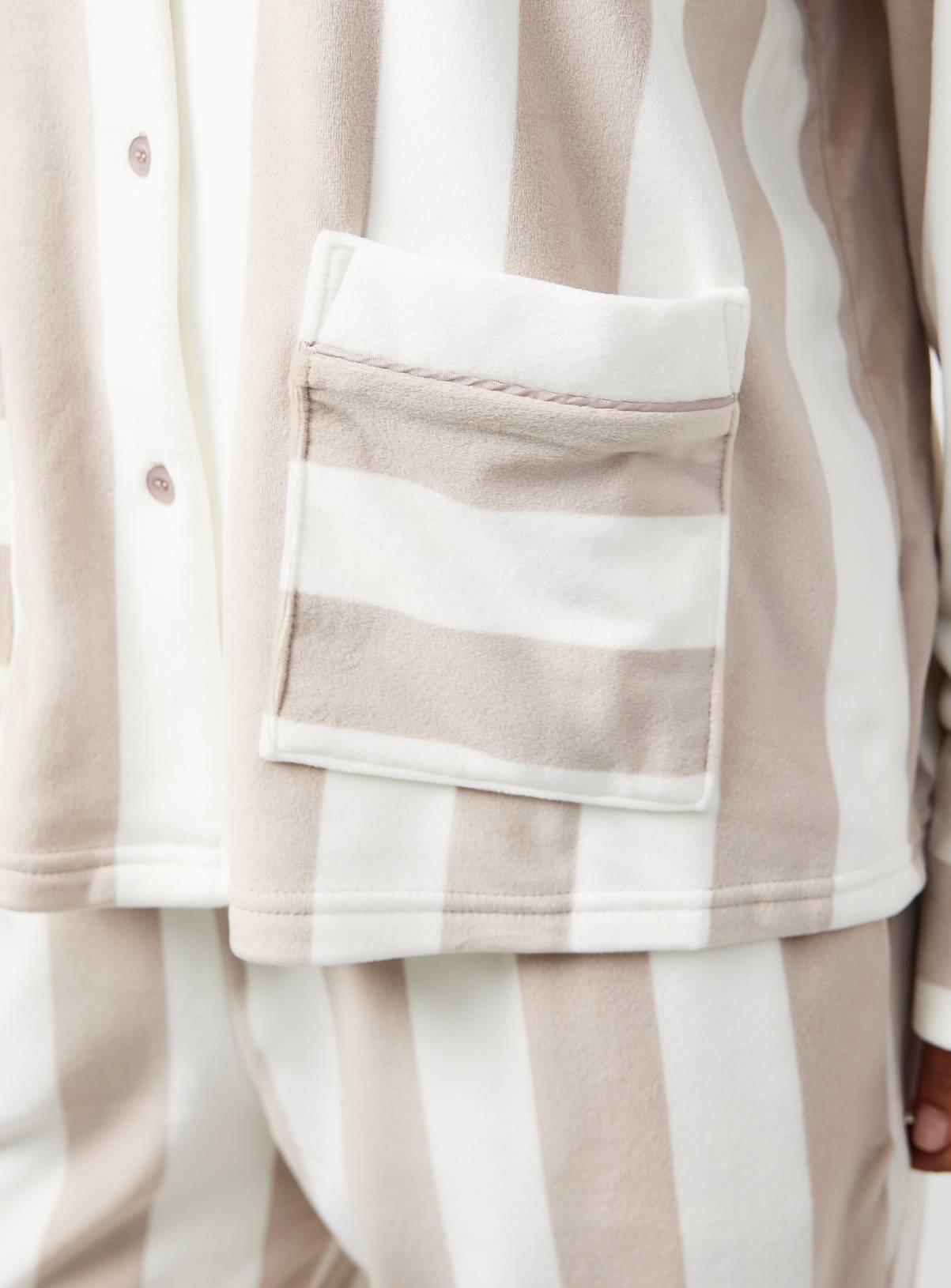 Neutral Contrast Stripe Traditional Pyjamas M - Image 3