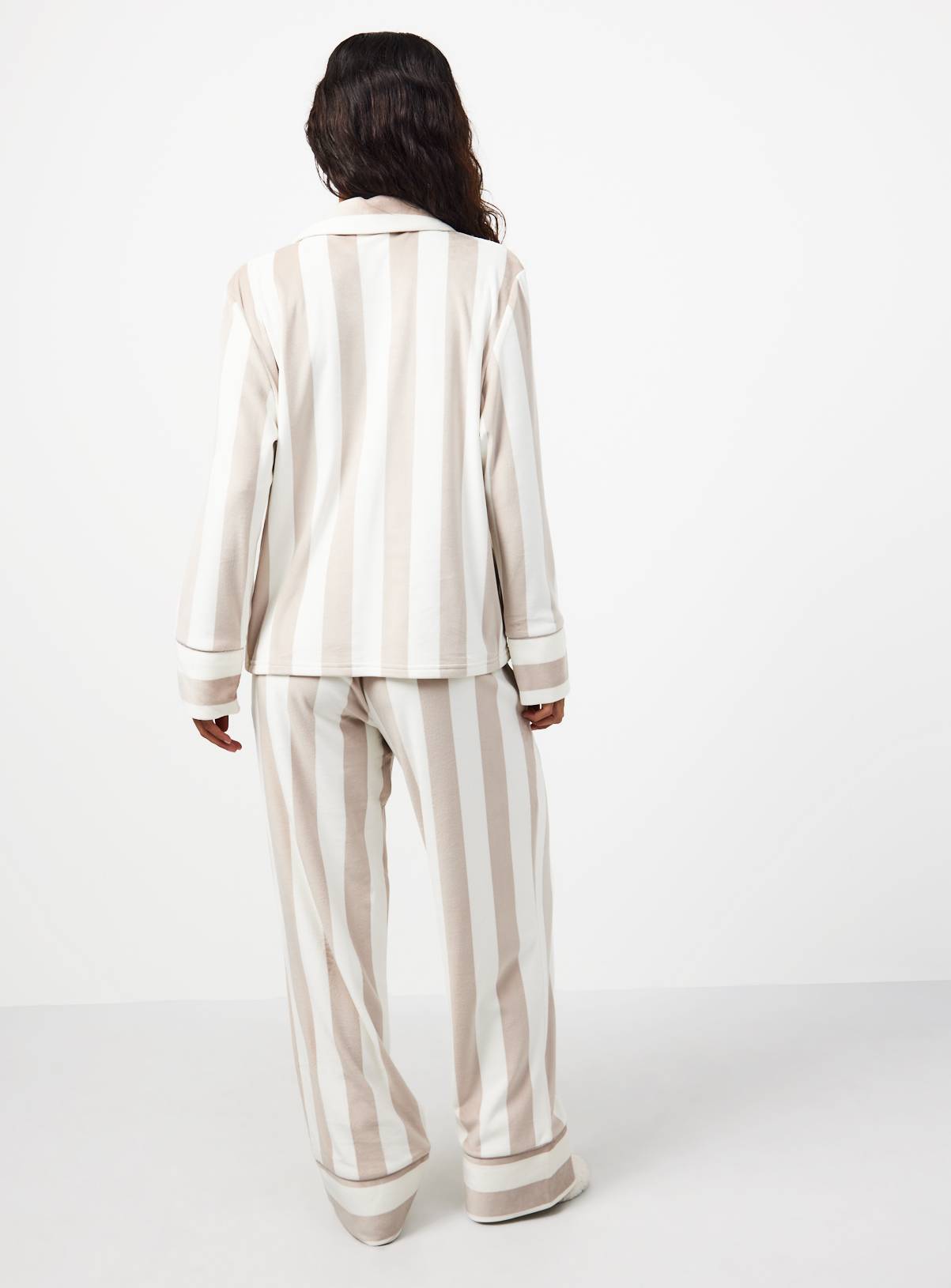 Neutral Contrast Stripe Traditional Pyjamas M - Image 4
