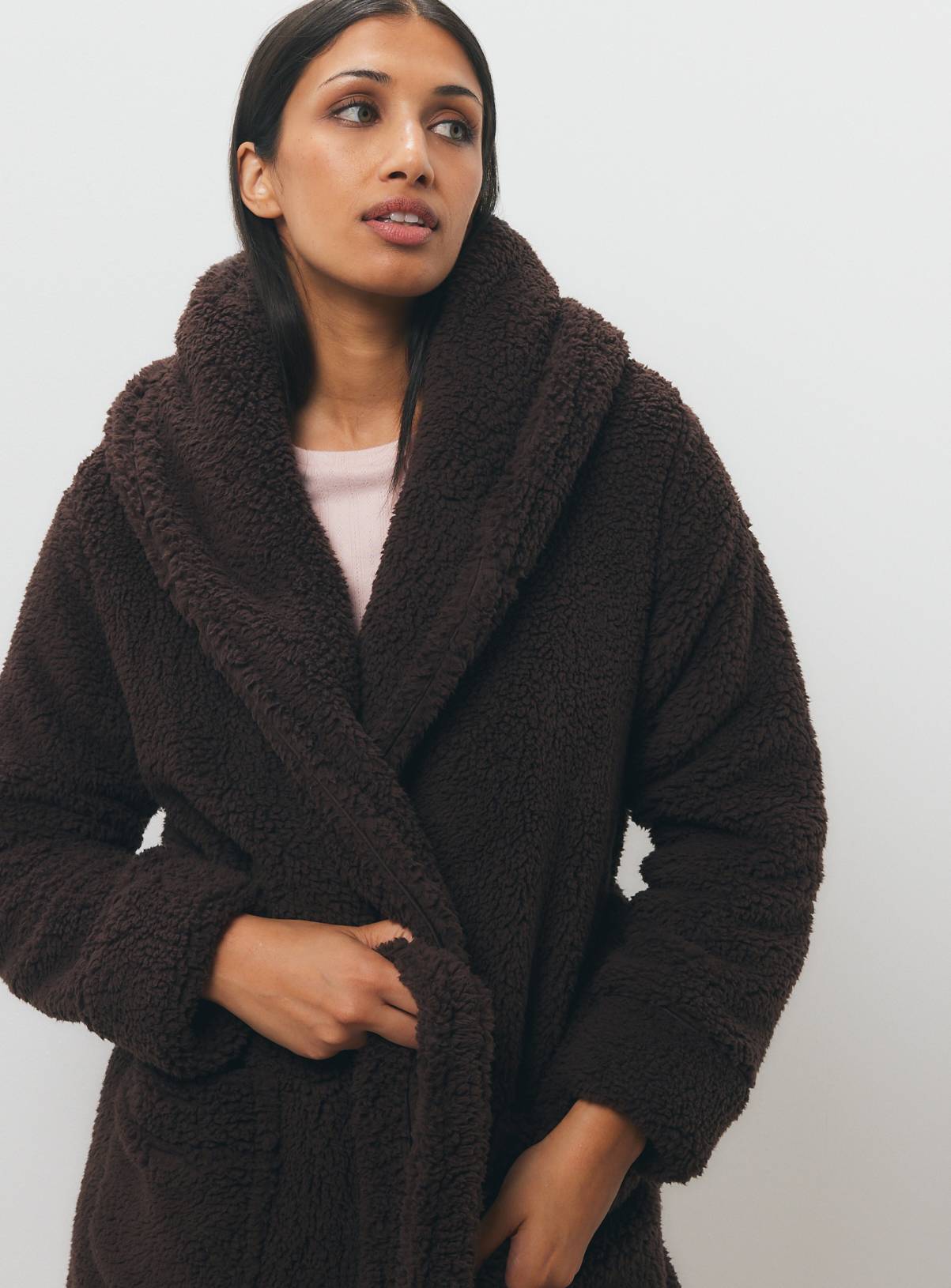 Brown Borg Hooded Dressing Gown  M - Image 2