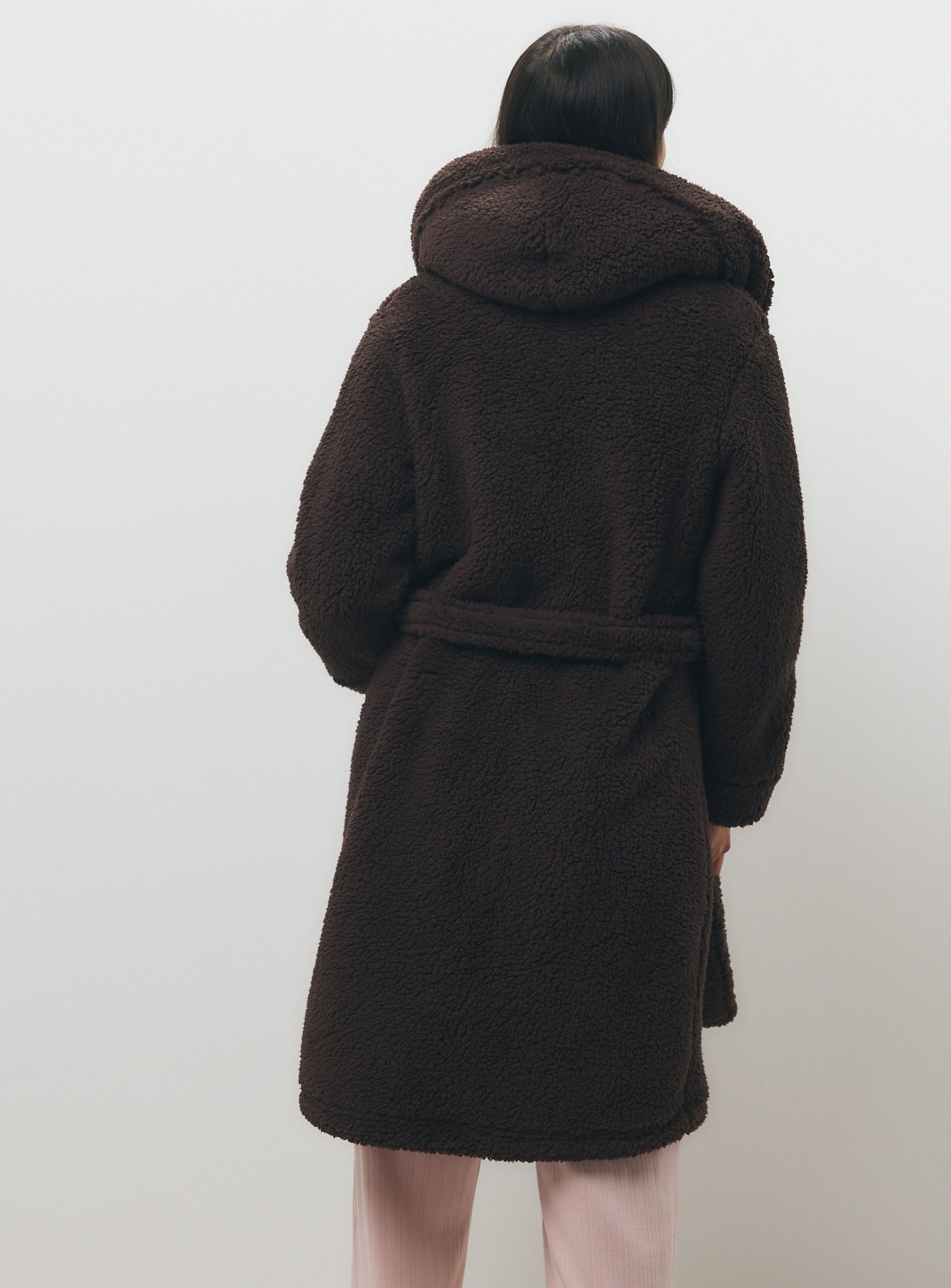 Brown Borg Hooded Dressing Gown  M - Image 3 thumbnail