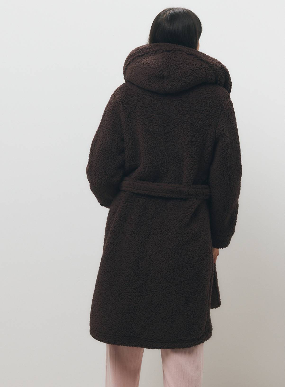 Brown Borg Hooded Dressing Gown  M - Image 3