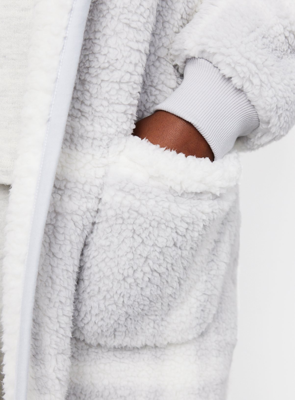 Grey Check Borg Hooded Dressing Gown XL - Image 2 thumbnail
