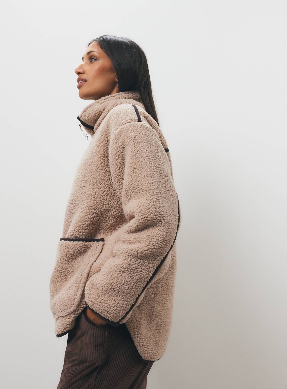 Neutral Borg Zip-Through Cosy Top XXL - Image 1