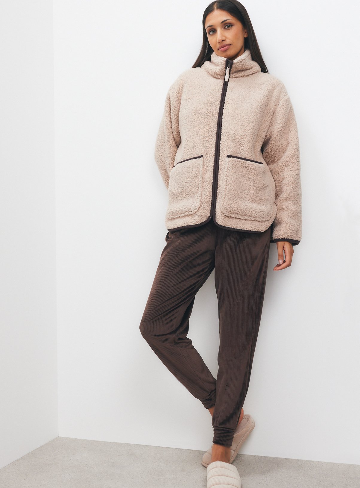 Neutral Borg Zip-Through Cosy Top XXL - Image 2 thumbnail