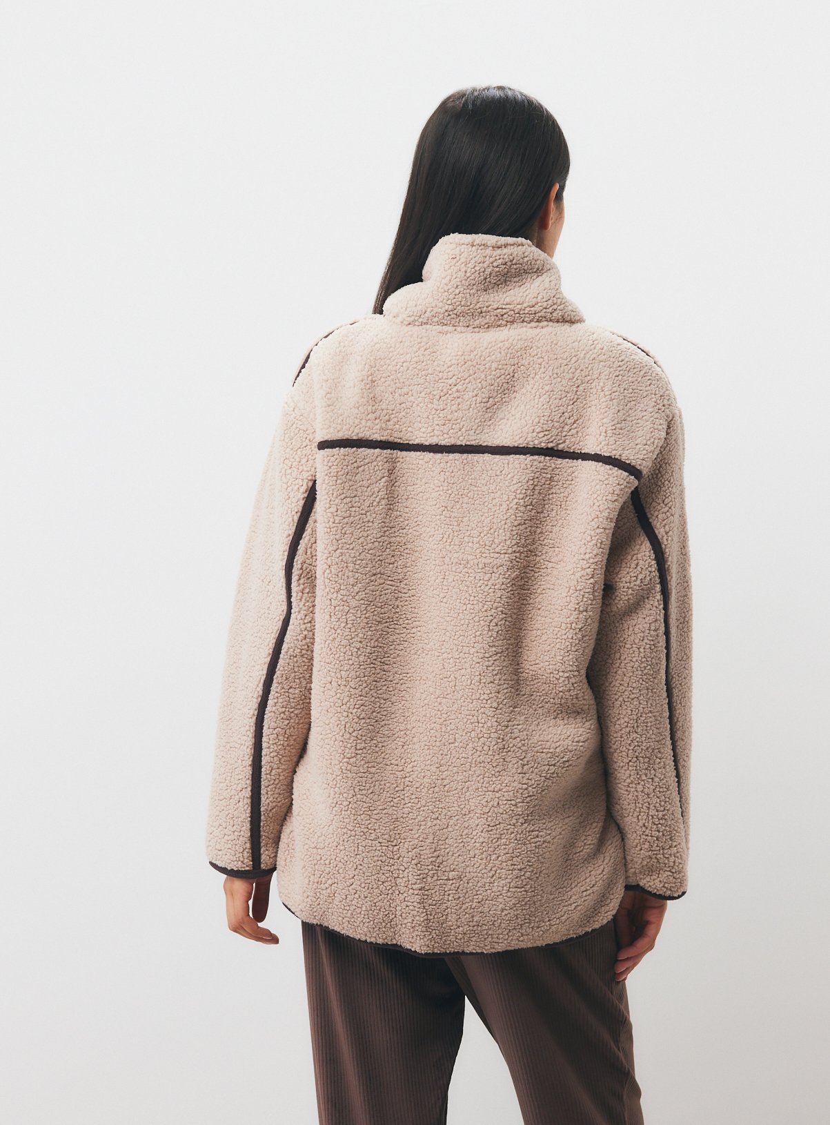 Neutral Borg Zip-Through Cosy Top XXL - Image 4 thumbnail