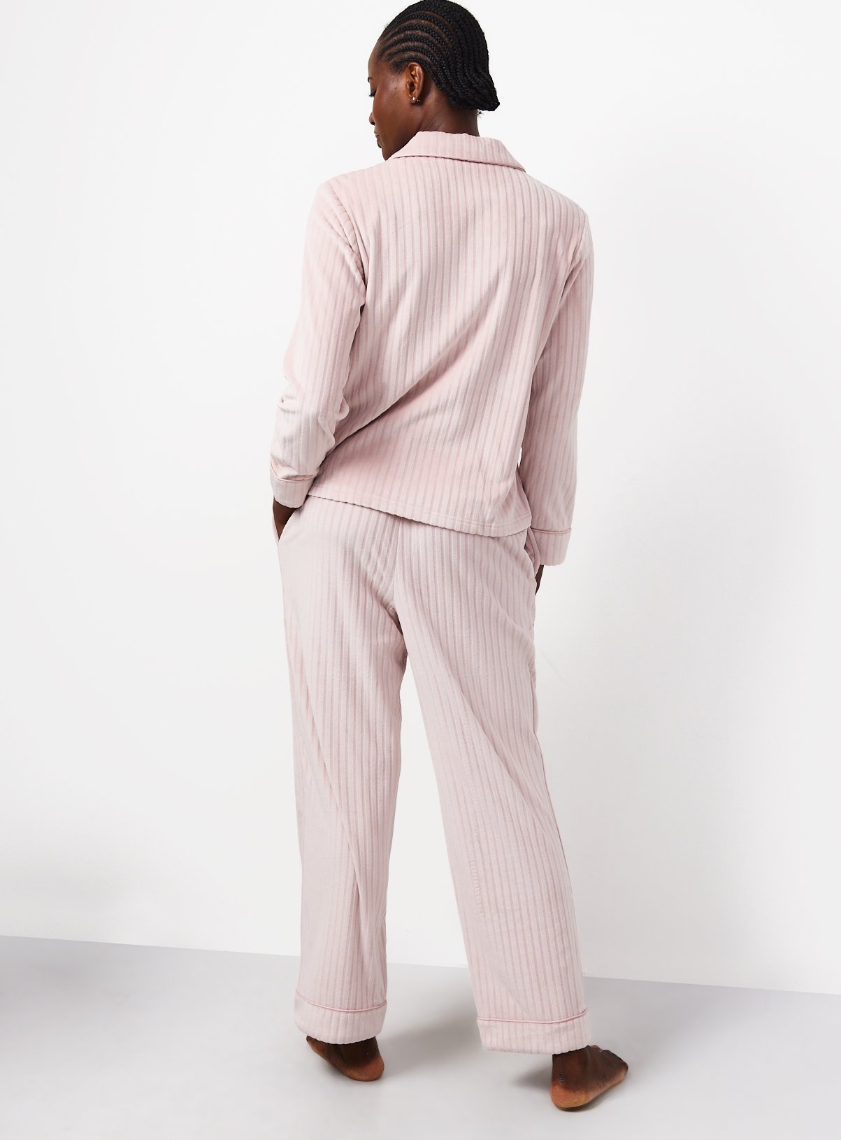 Pink Carved Stripe Traditional Pyjamas M - Image 4 thumbnail