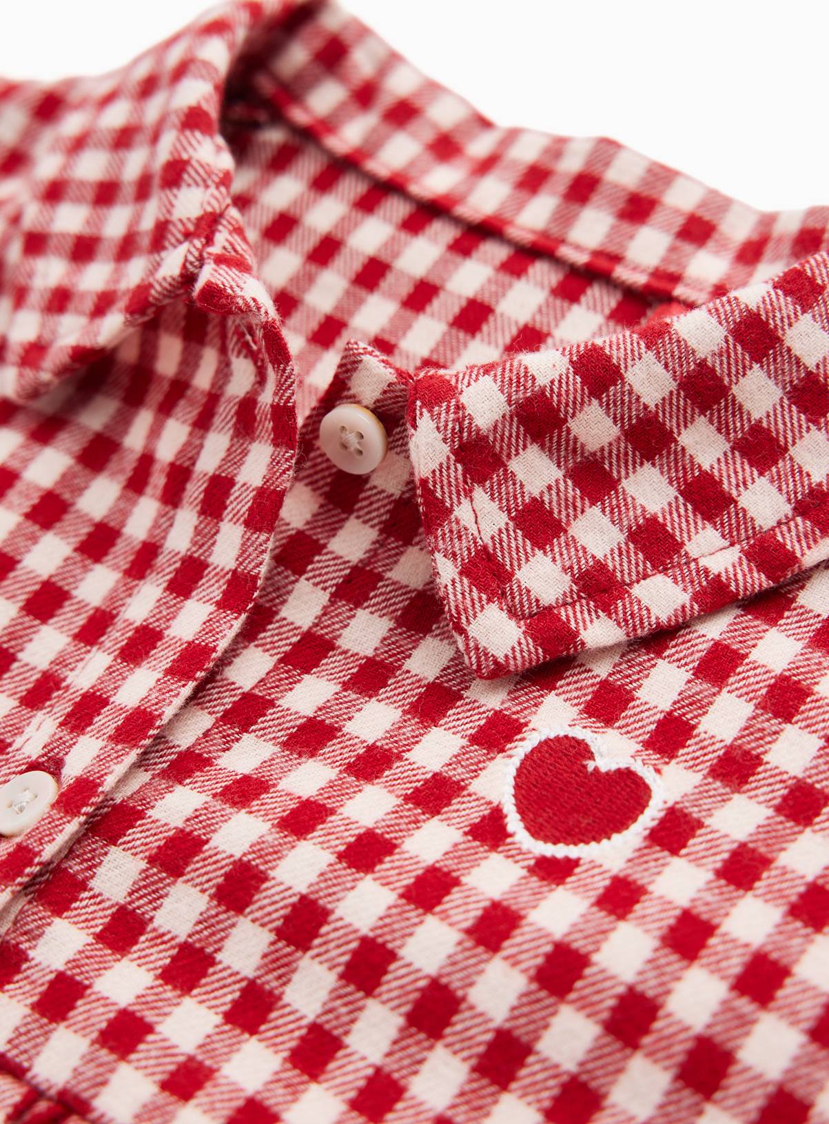 Red and White Check Shirt Dress with Heart Motif and Tights 6-9 months - Image 2