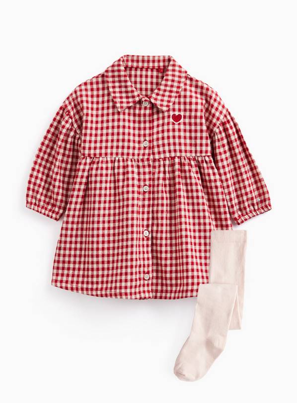 Red Check Print Shirt Dress 9-12 months
