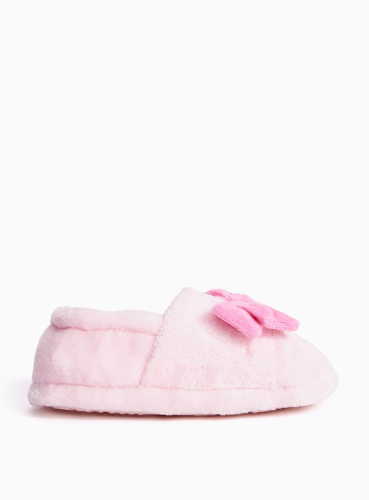 Pink Bow Detail Fluffy Full Slippers 10-11 Infant - Image 2 thumbnail
