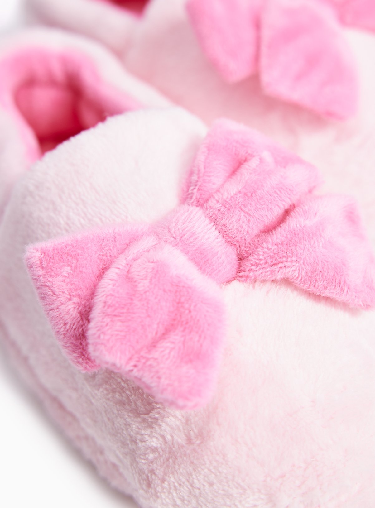 Pink Bow Detail Fluffy Full Slippers 10-11 Infant - Image 3 thumbnail