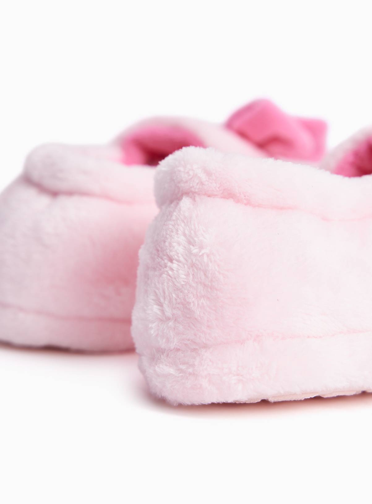 Pink Bow Detail Fluffy Full Slippers 10-11 Infant - Image 4