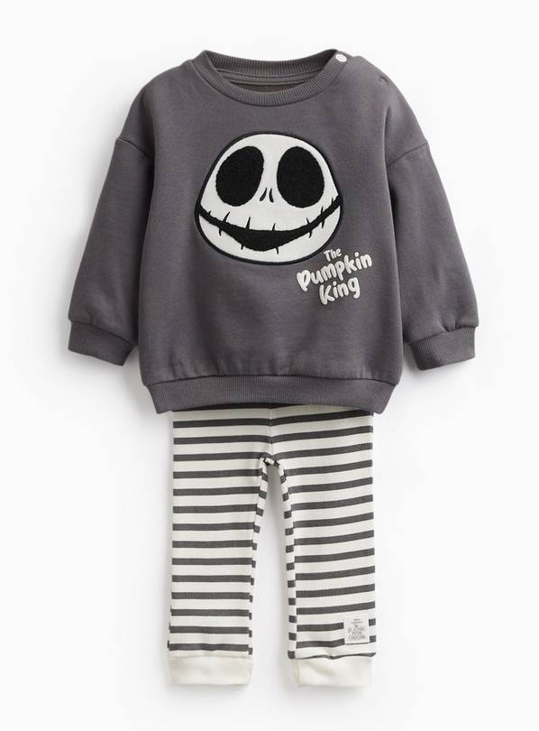 Black Jack Skellington Halloween Print Sweatshirt & Leggings Set 18-24 months