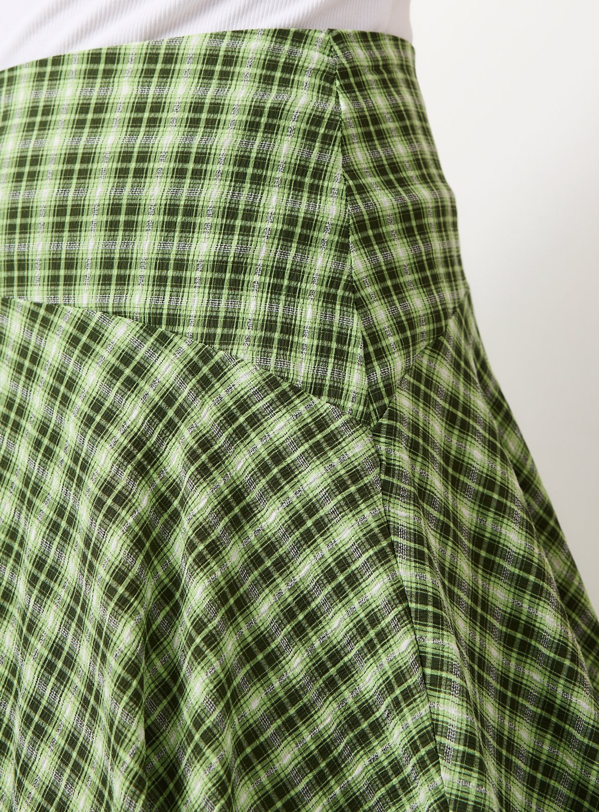 Green Check Print Hanky Hem Midi Skirt 22 - Image 3 thumbnail