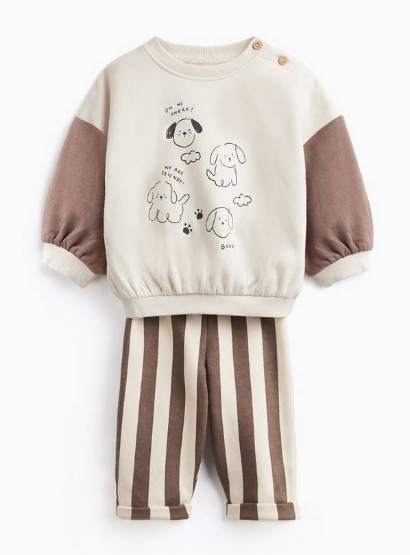 Cream Bear Print Sweatshirt & Joggers Set 9-12 months