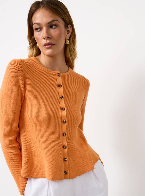 Orange Peplum Ribbed Cardigan 6