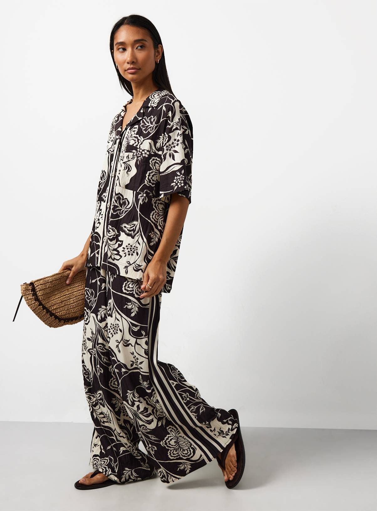 Brown Paisley Print Revere Neck Co-ord Shirt 8 - Image 2