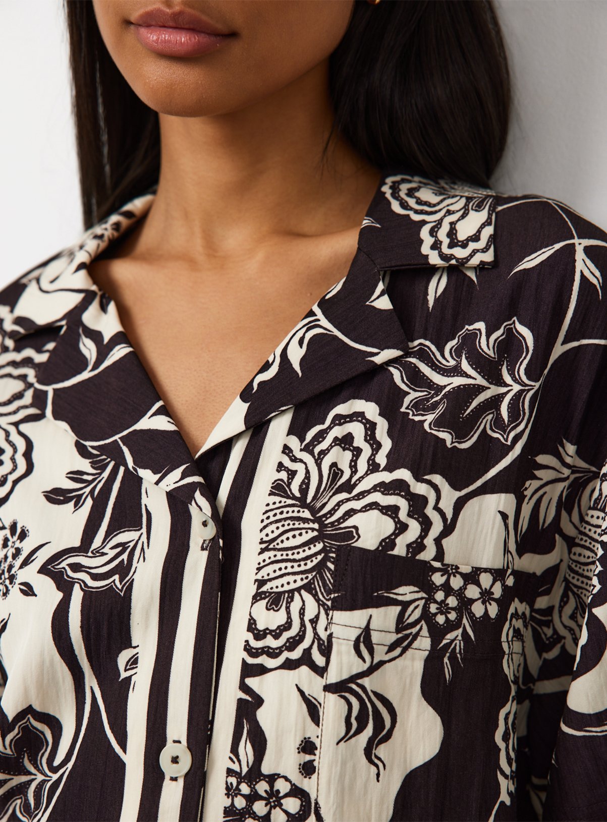 Brown Paisley Print Revere Neck Co-ord Shirt 8 - Image 3 thumbnail