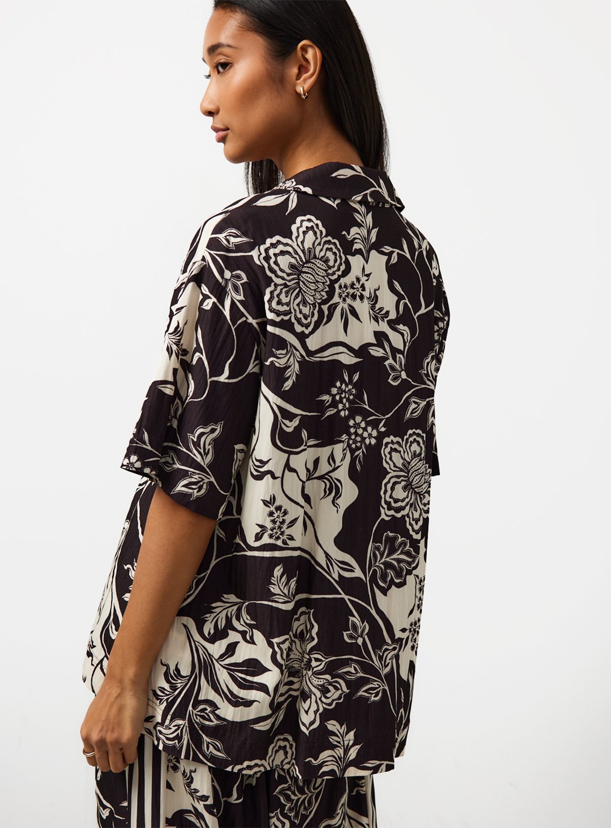Brown Paisley Print Revere Neck Co-ord Shirt 8 - Image 4 thumbnail