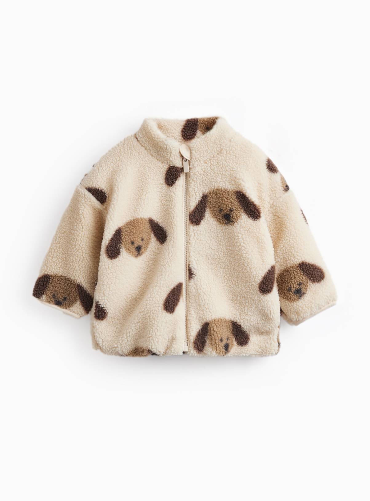 Cream Dog Print Borg Jacket 18-24 months - Image 1
