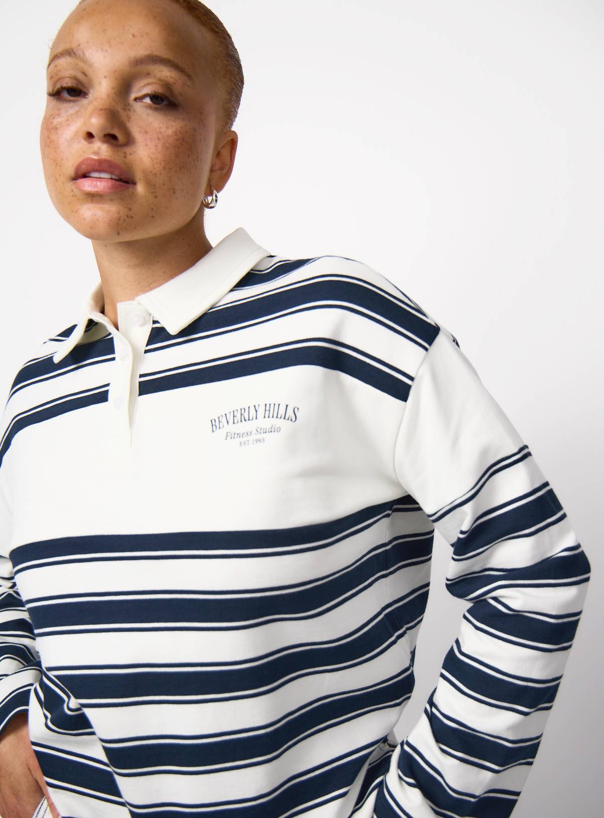Mono Stripe Print Wide Sleeve Rugby Shirt XXL - Image 1