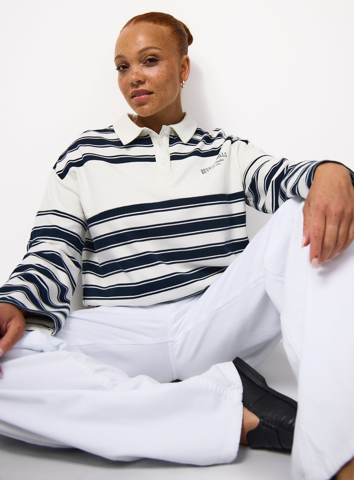 Mono Stripe Print Wide Sleeve Rugby Shirt XXL - Image 2 thumbnail
